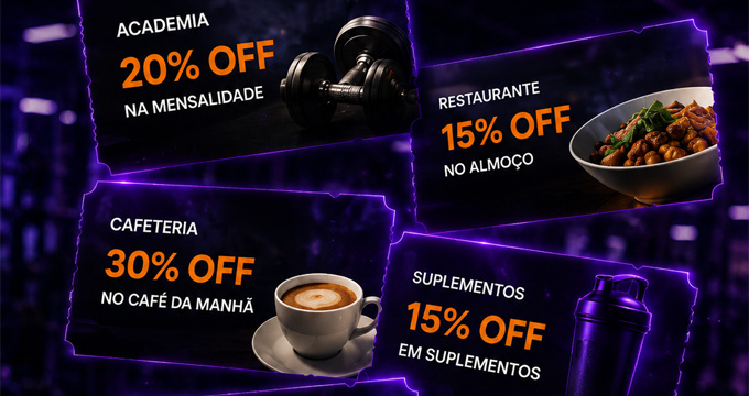 Oferta de açaí e produtos fitness